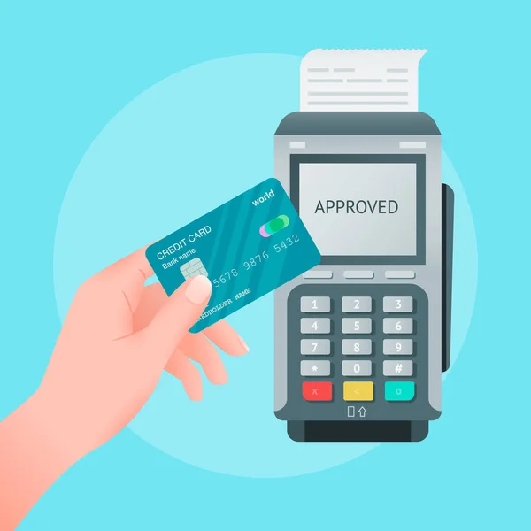 Contactless payment concept by credit card in hand — Stock Vector