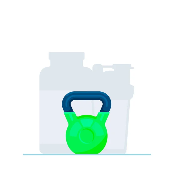 Platte illustratie van kettlebell vector icoon neon groene kleur — Stockvector