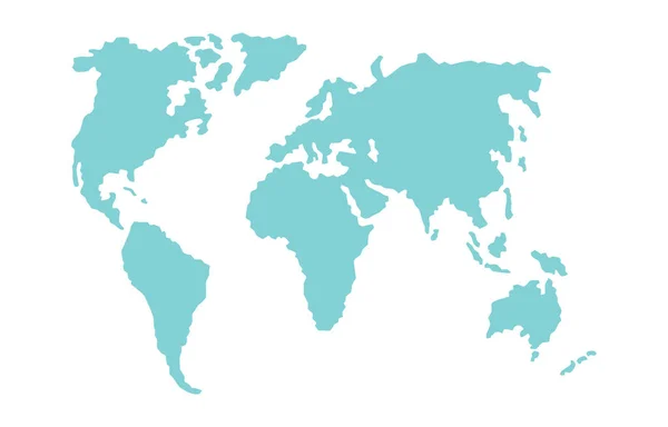 Semplice vettoriale piatta mappa del mondo silhouette — Vettoriale Stock