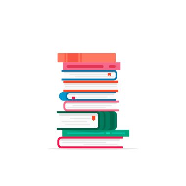 Kitap yığını vektör illüstrasyonu. Arkaplandan izole kitap yığını.