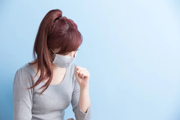 Woman is  sick, she is wearing mask — Stock Photo, Image