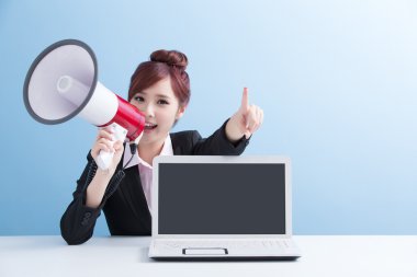  woman take microphone shouting happily  clipart