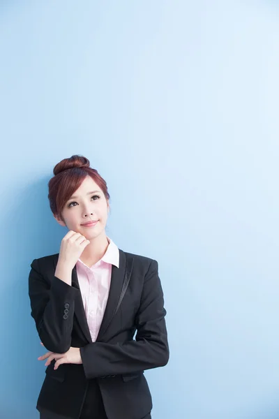 Business woman is thinking something — Stock Photo, Image