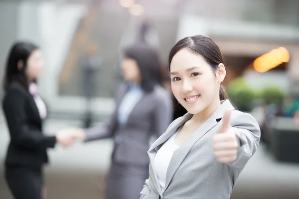 Businesswoman thumb up — Stock Photo, Image