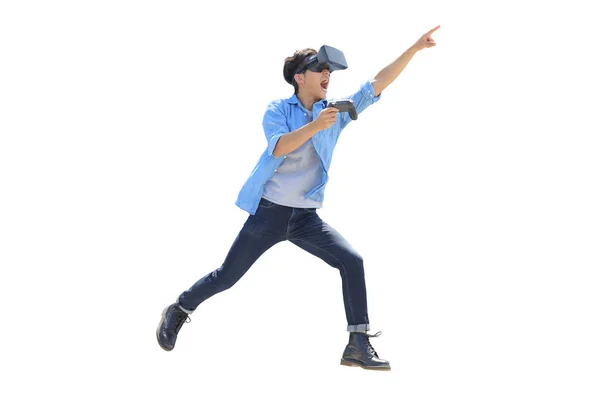 Man play vr eyeglasses — Stock Photo, Image