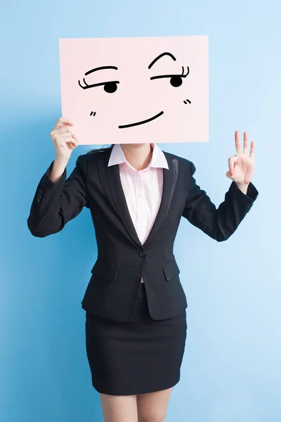 Üzleti nő fog óriásplakát — Stock Fotó