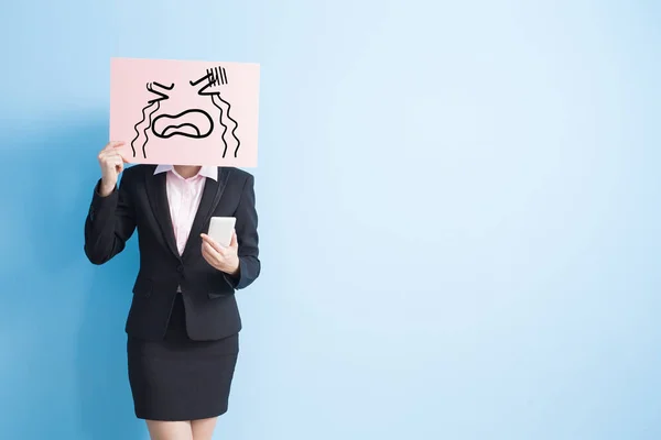 Business woman take billboard — Stock Photo, Image