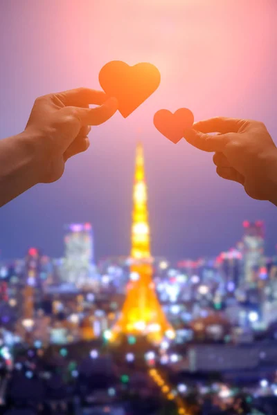 Silhouette of romantic lovers hand — Stock Photo, Image