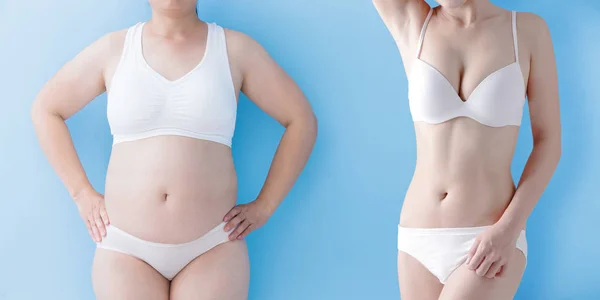 Mulher gorda e mulher magra — Fotografia de Stock