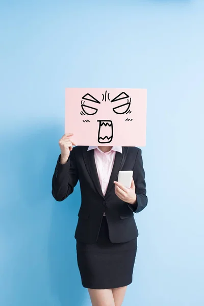 Business woman take billboard — Stock Photo, Image