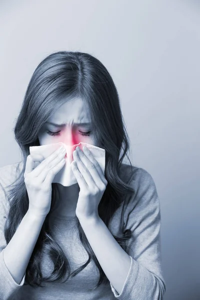 A Woman catches a cold — Stock Image A Woman catches a cold Royalty Free Stock Photos