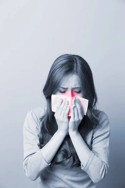 A Woman catches a cold — Stock Image A Woman catches a cold Royalty Free Stock Photos