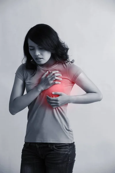 女人患心脏病 — 图库照片