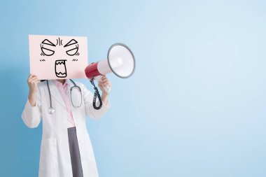 woman doctor with  angry billboard clipart