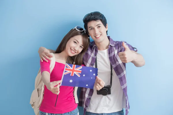 Pareja con bandera australiana — Foto de Stock