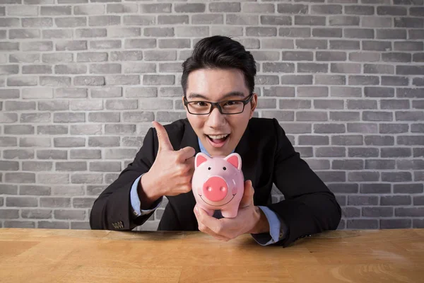 Business man bedrijf piggy bank — Stockfoto