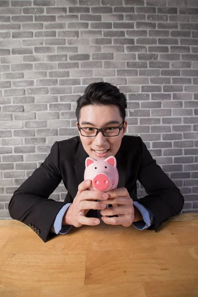 Business man bedrijf piggy bank — Stockfoto