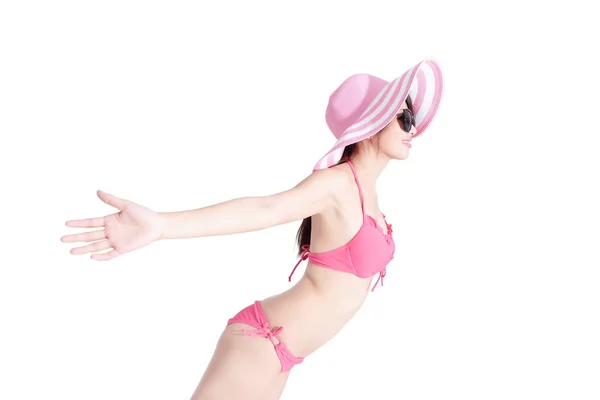 Frau im Bikini stehend — Stockfoto