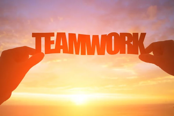 Silhouette of teamwork word — Stock Photo, Image