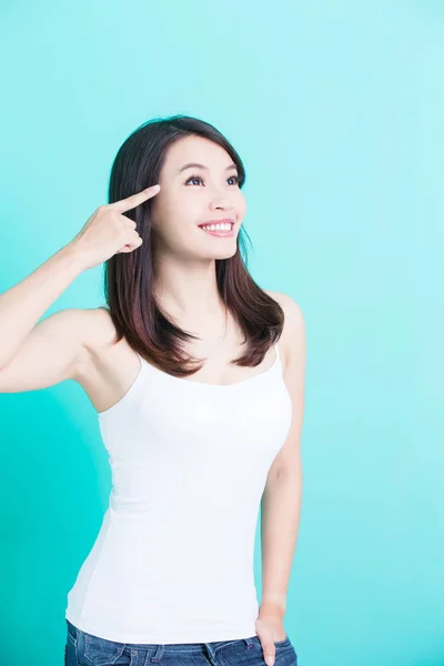 Skincare woman pointing  her eye — Stock Photo, Image