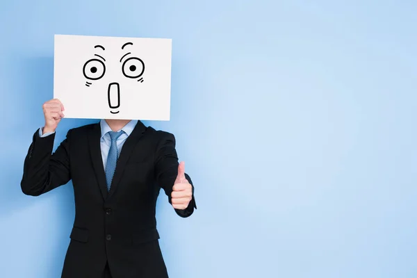 Businessman holding  billboard — Stock Photo, Image