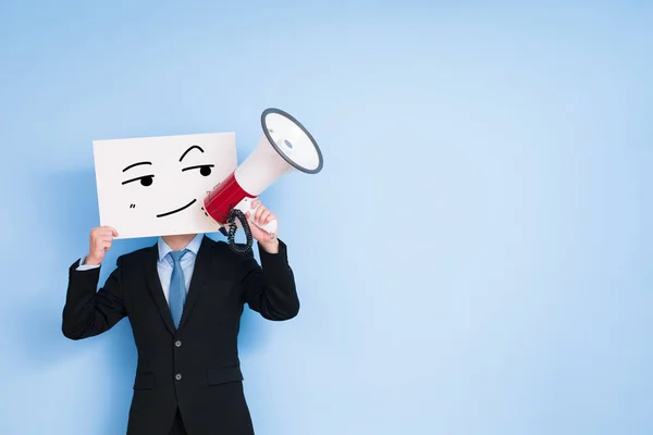 Businessman holding megaphone — Stock Photo, Image