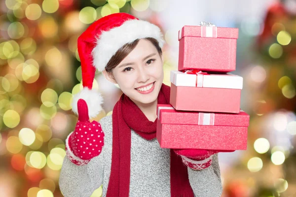 Donna di bellezza con Natale — Foto Stock