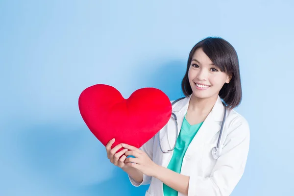 Beauty woman doctor with  heart — Stock Photo, Image