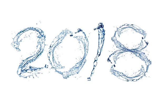 Salpicadura de agua en forma de números 2018 — Foto de Stock