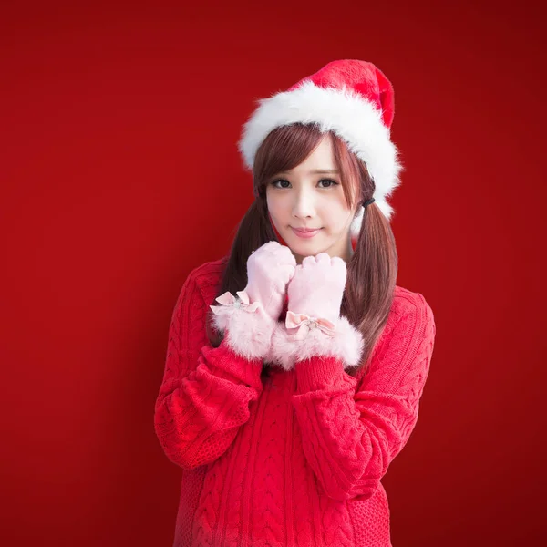 Kalapját karácsony nő szépség — Stock Fotó