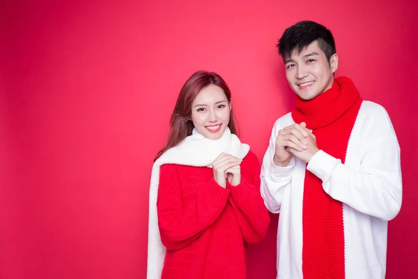 중국 새 해에 미소 커플 — 스톡 사진