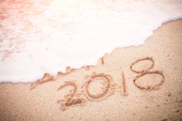 Inscription sur une plage de sable — Photo