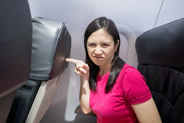 Woman feeling that  seat is too  small — Stock Photo, Image