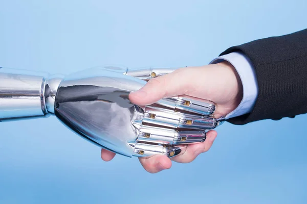 Shake with robot hand — Stock Photo, Image