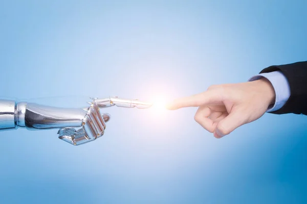 Touch with robot hand — Stock Photo, Image