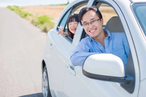 Man Met Dochter Rijdende Auto Furano — Stockfoto