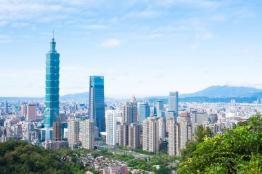 morning in  Taipei city panorama in the Taiwan clipart