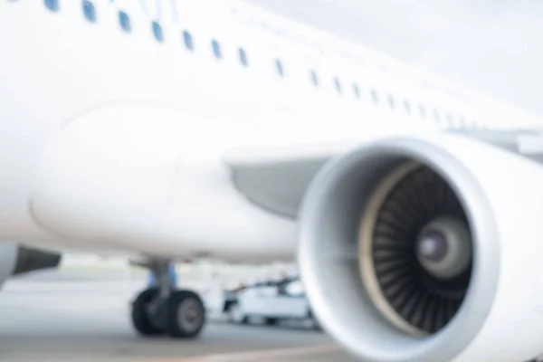 Havaalanında Bekleyen Yolcu Uçak Motorunun Bokeh Defocus — Stok fotoğraf