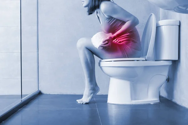 Femme Ressentant Douleur Avec Constipation Dans — Photo