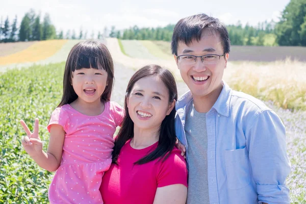 Família Com Bela Paisagem Furano Para Seu Conceito Viagem — Fotografia de Stock