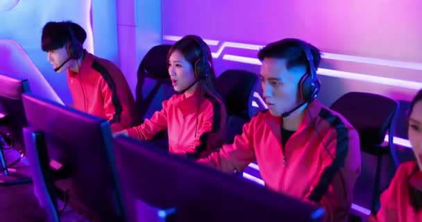 Pro cyber sport gamers team — Stockvideo