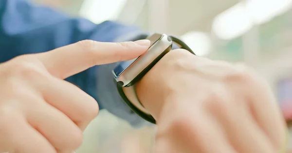 woman use wearable smart watch