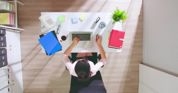 Mujer utilizar el ordenador portátil para trabajar — Vídeos de Stock