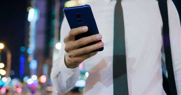 Businessman use phone outdoor — Stock Photo, Image