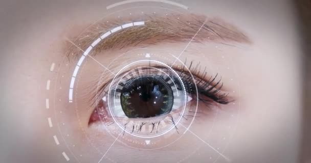 Concepto del sistema futurista del ojo humano — Vídeos de Stock