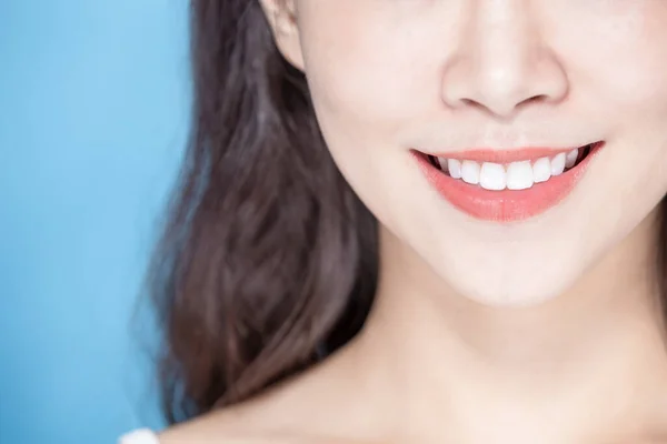 Close Asian Beauty Woman Has Healthy Teeth Smile You — ストック写真