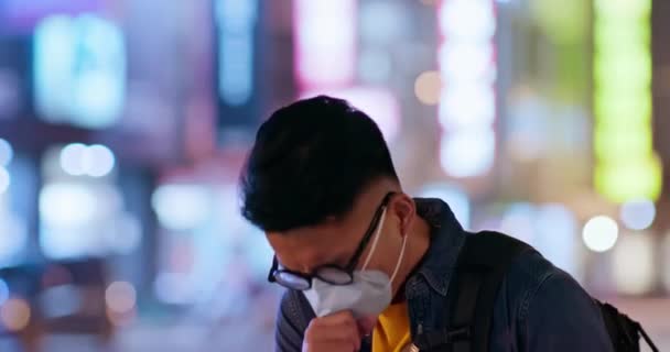 アジア人の男は病気と咳 — ストック動画