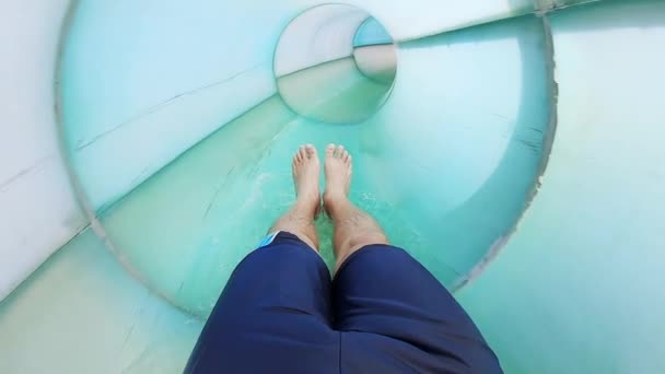 Asian man on water slide — Stock Video