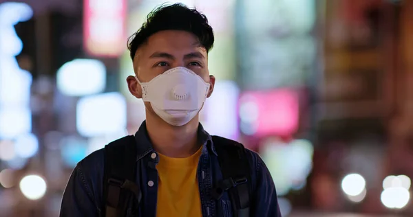 Asian Man Coughs Wears Protective Mask Because Transmissible Infectious Diseases — Stock Photo, Image