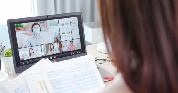 Videoconferencia teletrabajo en casa — Vídeo de stock